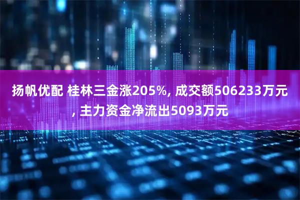 扬帆优配 桂林三金涨205%, 成交额506233万元, 主力资金净流出5093万元